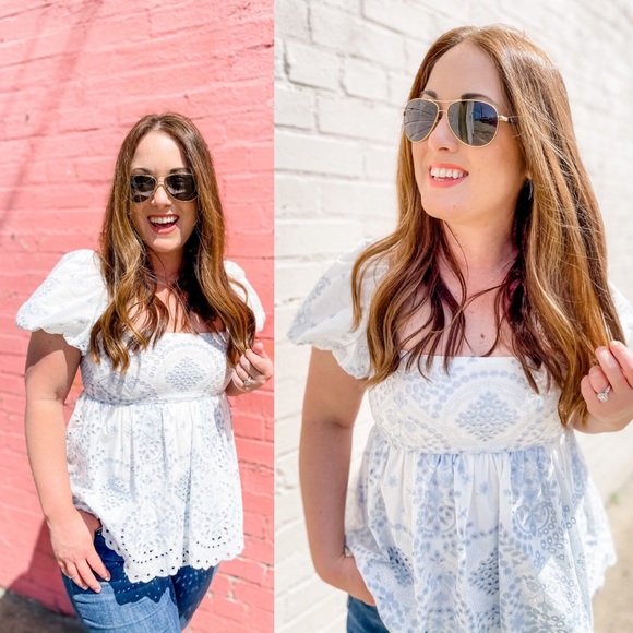 New Born on Fifth Antonio Melani Constance Eyelet Bow Top - Picture 2 of 8